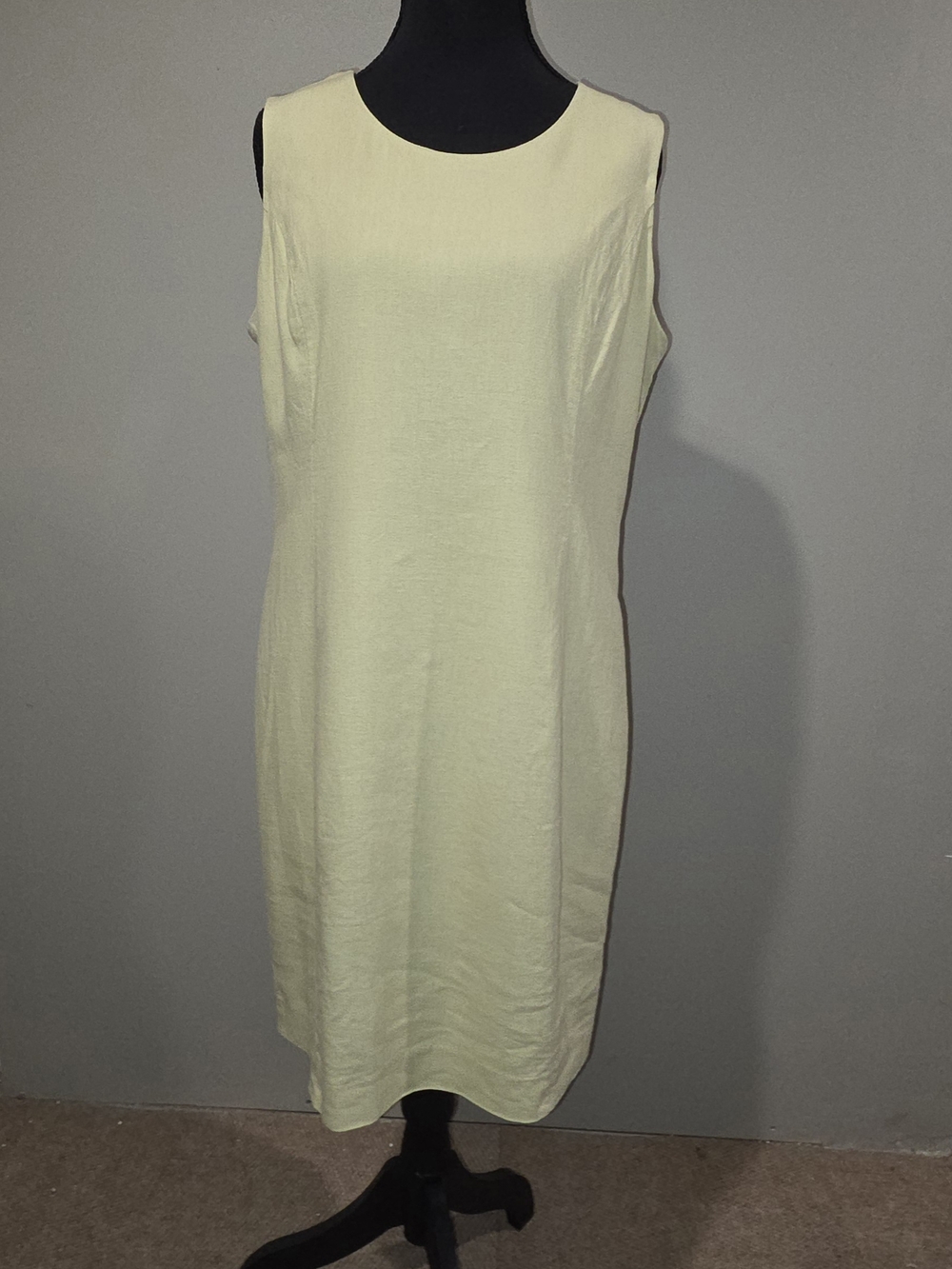 Bice Pale Yellow Midi Dress - Minimal Crew Neck